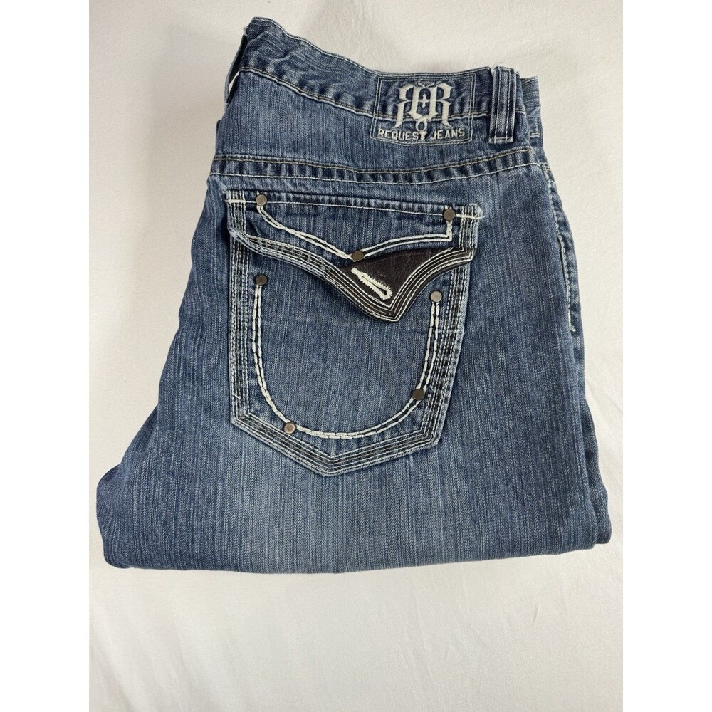 Request Jeans Premium Men's 34x30 Y2K Flap Pocket Straight Leg 100% Cotton